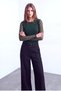 Emerald Color Women's Emerald Color Tulle Crew Neck Long Sleeve Blouse with Front Lining Salome - 2