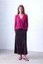 Fuchsia Women's Fuchsia Viscose Blend V-Neck Long Sleeve Front Draped Gathered Blouse Harlow - 5