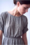 Women's Light Gray Melange Viscose Blended Boat Neck 2/4 Sleeve Back Cut Out Gathered Sleeves Sheer June - 5