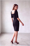 Women's Black Cotton Square Neck 2/4 Balloon Sleeve Backless Dress Flora - 2
