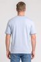 Men Crew Neck Short Sleeve Embroidered Logo T-Shirt, Light Blue - 4