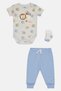 Toddlers Boy 3 Pcs Animal Print Bodysuit And Plain Bottom With Socks Set, Multicolor - 2