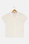 Kids Boy Spread Collar Short Sleeve Plain Shirt, Ivory - 2