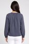 Women Tie Neck Long Sleeve Solid Blouse, Slate Blue - 4