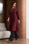 Women's Loose Cut Long Comfortable Burgundy Poncho - 4
