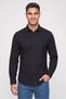 Men Regular Fit Long Sleeve Plain Casual Shirt, Navy Blue