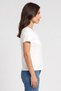 Women Round Neck Short Sleeve Ribbed Top, White - 3
