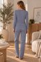 Women's Cotton Striped Patterned Oversize Top Wide Leg Pajama Set - 5
