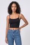Women Square Neck Sleeveless Plain Tank Top, Black