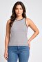Women Crew Neck Sleeveless Stripe Tank Top, Multicolor