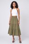 Women Plain Pull On Maxi Skirts, Olive - 2