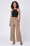 Women Regular Fit Solid Wide Leg Pants, Tan - 2