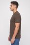 Men Crew Neck Short Sleeve Embroidered Logo T-Shirt, Dark Brown - 3