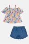 Toddlers Girl 2 Pcs Allover Print Top And Shorts Set, Multicolor - 2