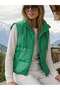 Pea Green Stand-Up Collar Double Pocket Short Puffer Vest - 2