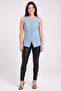 Women Round Neck Sleeveless Denim Waistcoat, Light Blue - 2