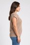 Women Split Neck Sleeveless Eyelet Top, Tan - 3