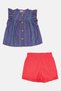 Toddlers Girl Stripe Dress And Shorts Set, Multicolor - 2