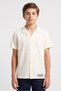 Kids Boy Spread Collar Short Sleeve Plain Shirt, Ivory