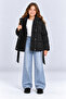 Girl's Hooded Belted Quilted Winter Coat Black Brown Beige Ak4300 - 3