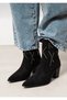 Women's Black Stone Western Cowboy Boots Pointed Toe Thick Heeled Boots - 3