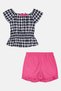 Kids Girl 2 Pieces Micro Checkered Top And Shorts Set, Multicolor - 2