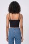 Women Square Neck Sleeveless Plain Tank Top, Black - 4