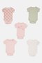 Toddlers Girl 5 Pcs Allover Print Bodysuits, Multicolor - 2