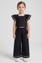 Toddlers Girl 2 Pcs Solid Top And Wide Leg Pants Set, Black