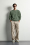 Men's Oversize Sweatshirt with Embossed Embroidery Detail and Crew Neck - 4
