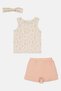 Toddlers Girl 3 Pcs Graphic Print Top And Shorts Set With Scrunchie, Multicolor - 3