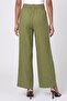 Women Regular Fit Solid Wide Leg Pants, Olive - 4
