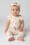Toddlers Girl 3pcs Graphic Print Bodysuit, Pants And Headband Set, Cream