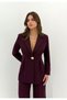 Valeria Women's Waist-Fitted Single-Button Blazer Jacket Wide-Leg Pants Plum Double Suit - 7