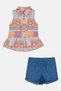 Kids Girl 2 Pcs Allover Print Top And Shorts Set, Multicolor - 2