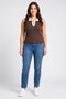 Women Spead Collar Plain Sleeveless Tank Top, Brown - 2