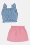 Kids Girl 2 Pieces Allover Print Top And Skirts Set, Multicolor - 3