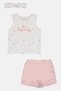 Toddlers Girl 3 Pcs Floral Print Top And Short Set With Headband, Multicolor - 2