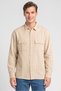 Men Spread Collar Long Sleeve Stripe Shirt, Beige