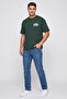 Men Crew Neck Short Sleeve Graphic Print T-Shirt, Dark Green - 2