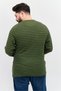 Men Round Neck Long Sleeves Stripe Sweatshirt Sleepwear , Dark Olive/Black - 3