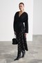 Bidens V-Neck Black Shirt with Pleated Detail at the Waist and Buttons - 6