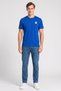 Men Crew Neck Short Sleeve Brand Logo T-Shirt, Blue - 2