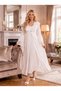 New Season Ecru Luxury Boxed Stylish Lace Detailed Design with Breastfeeding Feature Long Sleeve Maternity Nightgown Set - 4