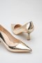 Women's Mirror Gold Pointed Toe Heeled Shoes - 2