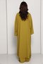 Olive Mustard Open Abaya with Subtle Stud Embellishment - 5