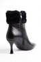 Women's Black Winter Patent Leather Fur Zippered Pointed Toe Thin Heeled Boots Atel - 6