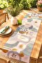 Soft Green Bohemian Sun and Rainbow Patterned Runner / Tablecloth / Placemat