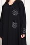 Jet Black Abaya with Hand-Placed Crystal Swirls - 5