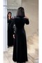 Women's Embroidery Detailed Double-Breasted Velvet Long Dress – Belted, Pocketed, Long Sleeve, Flared - 8